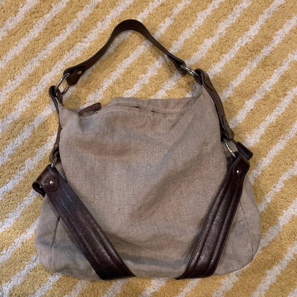 KALE Calfskin and Linen Hobo
